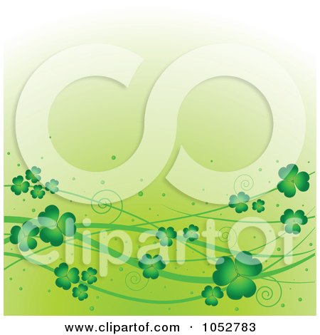 Royalty-Free Vector Clip Art Illustration of a Green St Patricks Day Background With Shamrocks - 2 by Pushkin