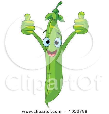 Royalty-Free Vector Clip Art Illustration of a Happy Green Bean Character by Pushkin