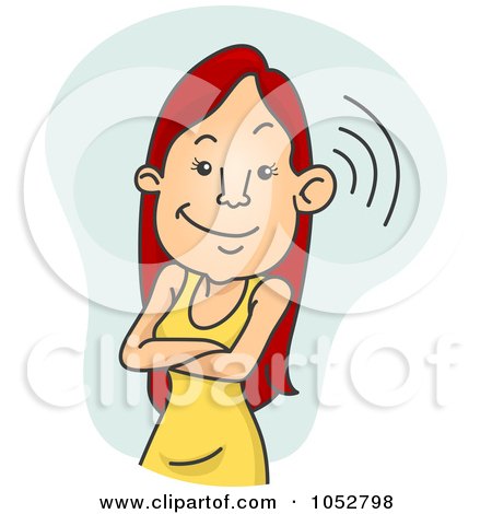 Royalty-Free Vector Clip Art Illustration of a Woman Eavesdropping On Gossip by BNP Design Studio
