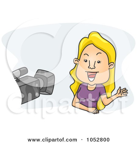 Royalty-Free Vector Clip Art Illustration of a Camera Pointed At A Blond Woman by BNP Design Studio
