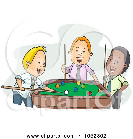 Royalty-Free Vector Clip Art Illustration of Businessmen Playing Pool After Work by BNP Design Studio