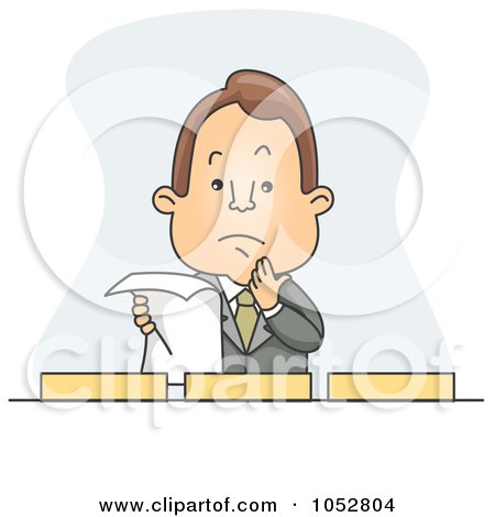 Royalty-Free Vector Clip Art Illustration of a Businessman Holding A Document By Filing Boxes by BNP Design Studio