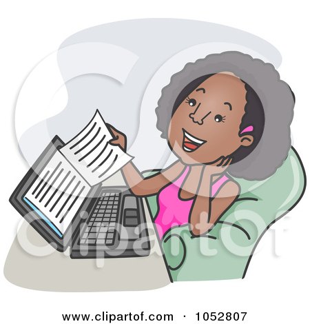 Royalty-Free Vector Clip Art Illustration of a Black Woman Reading An Ebook by BNP Design Studio