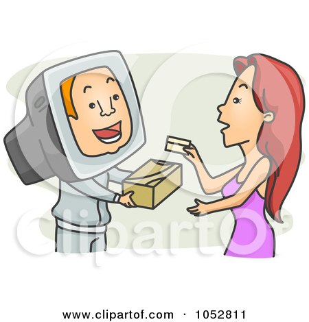 Royalty-Free Vector Clip Art Illustration of a Woman Purchasing Online by BNP Design Studio