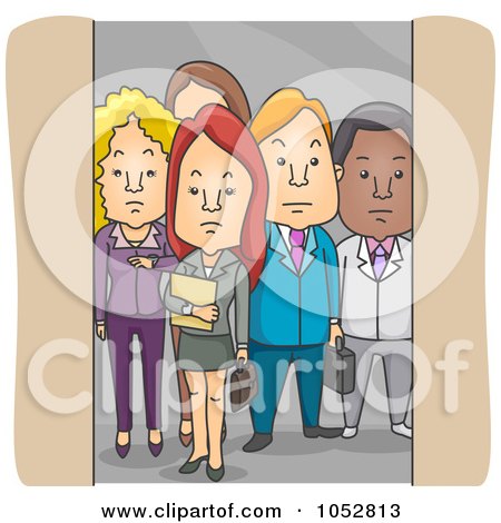 Royalty-Free Vector Clip Art Illustration of Business People In An Elevator by BNP Design Studio