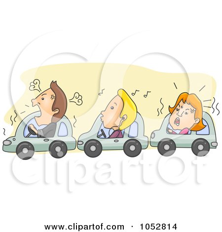 Royalty-Free Vector Clip Art Illustration of Angry Drivers Stuck In Traffic by BNP Design Studio
