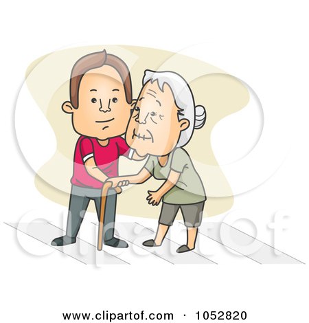 Royalty-Free Vector Clip Art Illustration of a Man Helping A Senior Woman by BNP Design Studio