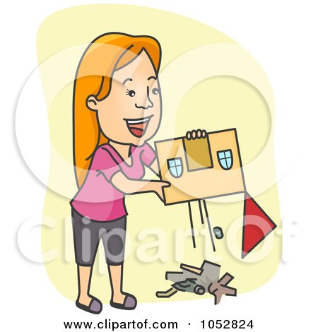 Royalty-Free Vector Clip Art Illustration of a Woman Cleaning House by BNP Design Studio