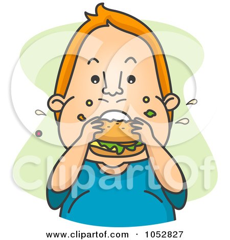 Royalty-Free Vector Clip Art Illustration of a Chubby Man Eating A Hamburger by BNP Design Studio
