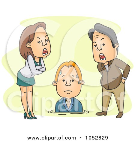 Royalty-Free Vector Clip Art Illustration of Angry Bosses Yelling At An Employee by BNP Design Studio