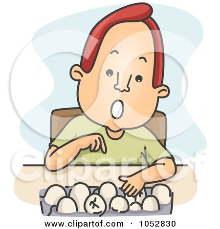 Royalty-Free Vector Clip Art Illustration of a Man Counting Eggs by BNP Design Studio