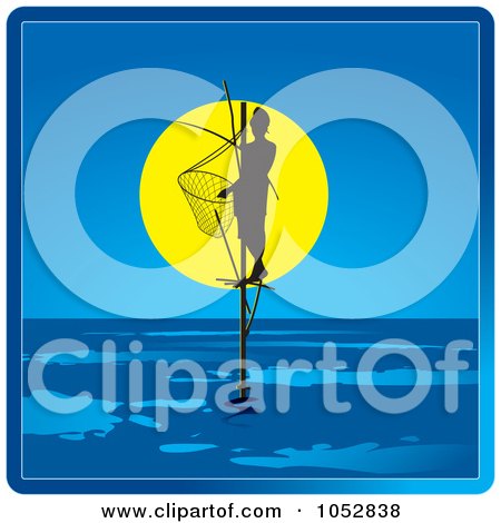 Royalty-Free Vector Clip Art Illustration of a Pole Fisherman In Sri Lanka by Lal Perera