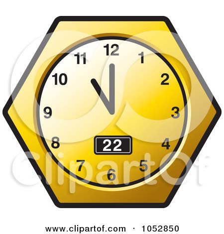 Royalty-Free Vector Clip Art Illustration of a Gold Wall Clock - 3 by Lal Perera