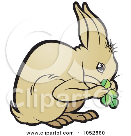Royalty-Free Vector Clip Art Illustration of a Rabbit Eating Greens by Lal Perera