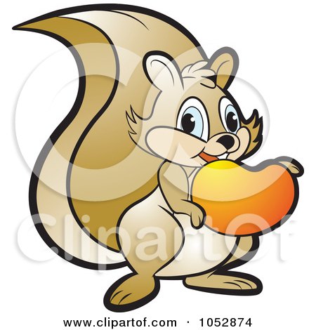 Royalty-Free Vector Clip Art Illustration of a Squirrel Eating A Mango by Lal Perera
