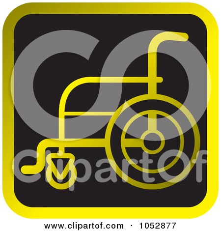 Royalty-Free Vector Clip Art Illustration of a Golden And Black Wheelchair Icon Button by Lal Perera