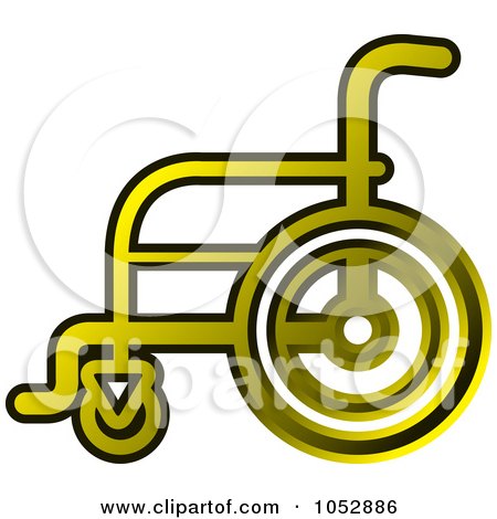 Royalty-Free Vector Clip Art Illustration of a Gold Wheelchair Icon by Lal Perera