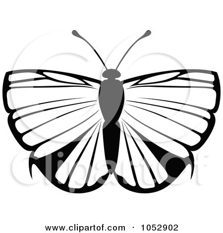 Royalty-Free Vector Clip Art Illustration of a Black And White Flying Butterfly Logo - 16 by dero