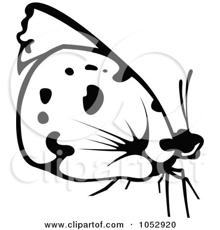 Royalty-Free Vector Clip Art Illustration of a Black And White Flying Butterfly Logo - 15 by dero