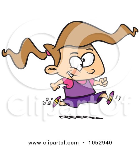 Royalty-Free Vector Clip Art Illustration of a Cartoon Girl Running A Marathon by toonaday