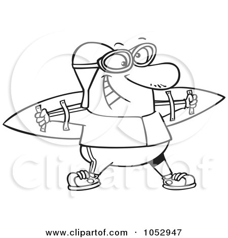 Royalty-Free Vector Clip Art Illustration of a Cartoon Black And White Outline Design Of An Aviator Wearing Strap On Wings by toonaday
