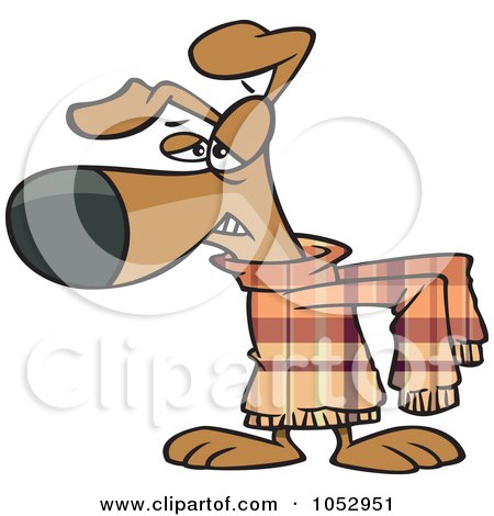 Royalty-Free Vector Clip Art Illustration of a Cartoon Disgusted Dog Wearing A Sweater by toonaday