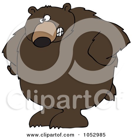 Royalty-Free Vector Clip Art Illustration of a Big Brown Bear With His Hands On His Hips by djart