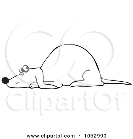 Royalty-Free Vector Clip Art Illustration of a Black And White Scared Dog Quivering Outline by djart