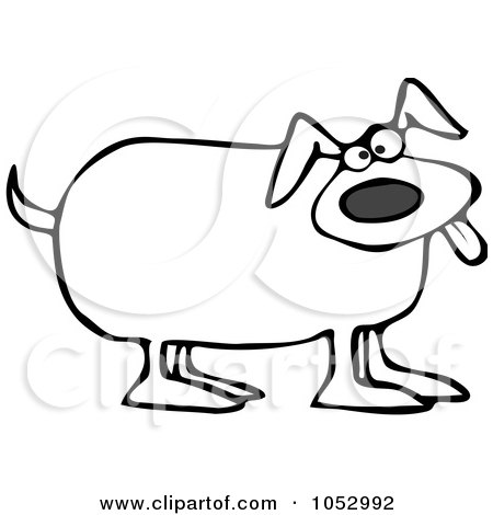 Royalty-Free Vector Clip Art Illustration of a Black And White Happy Dog Outline by djart