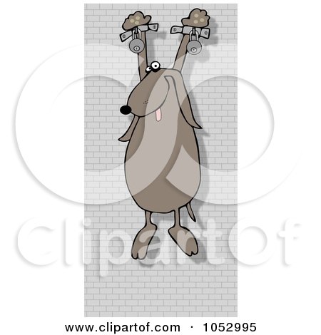 Royalty-Free Vector Clip Art Illustration of a Prisoner Dog Hanging On A Wall by djart