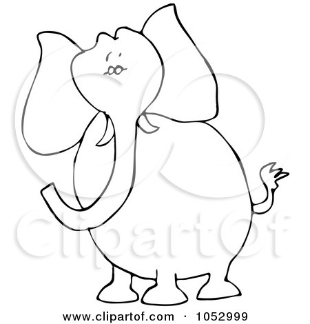 Royalty-Free Vector Clip Art Illustration of a Black And White Elephant Outline by djart