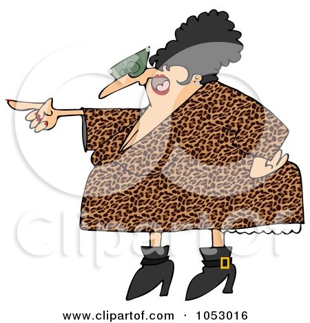 Royalty-Free Vector Clip Art Illustration of a Pointing Angry Woman In A Leopard Print Dress by djart