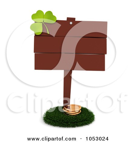Royalty-Free 3d Clip Art Illustration of a Clover On A Blank St Patricks Day Board Sign by BNP Design Studio