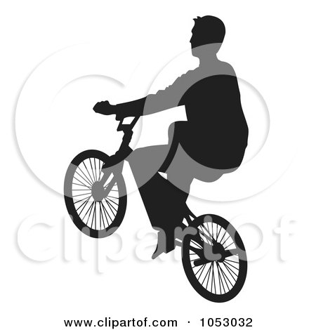 Royalty-Free Vector Clip Art Illustration of a Silhouetted Man Riding A Bike - 3 by Any Vector
