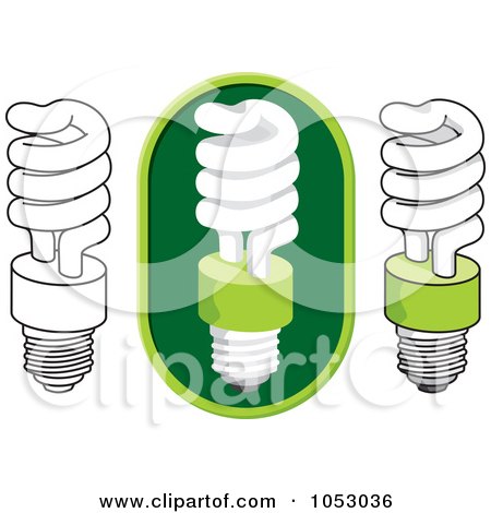 Royalty-Free Vector Clip Art Illustration of a Digital Collage Of Fluorescent Spiral Light Bulbs by Any Vector