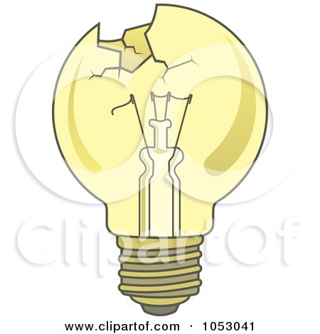 Royalty-Free Vector Clip Art Illustration of a Broken Yellow Light Bulb by Any Vector