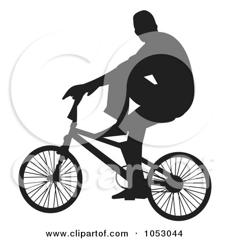 Royalty-Free Vector Clip Art Illustration of a Silhouetted Man Riding A Bike - 2 by Any Vector