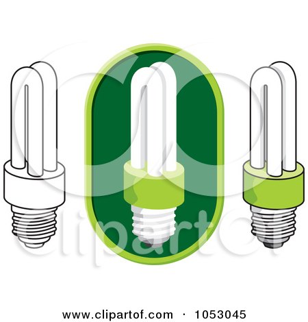 Royalty-Free Vector Clip Art Illustration of a Digital Collage Of Outlined Fluorescent Light Bulbs by Any Vector