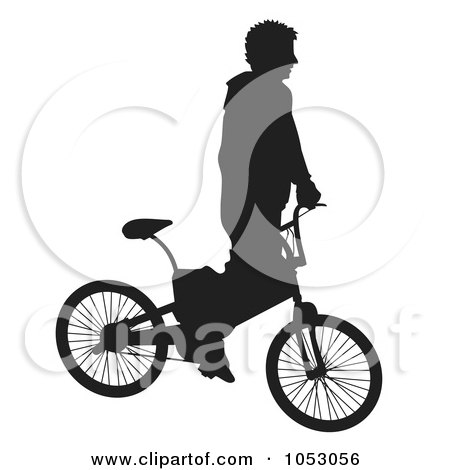 Royalty-Free Vector Clip Art Illustration of a Silhouetted Man Riding A Bike - 1 by Any Vector