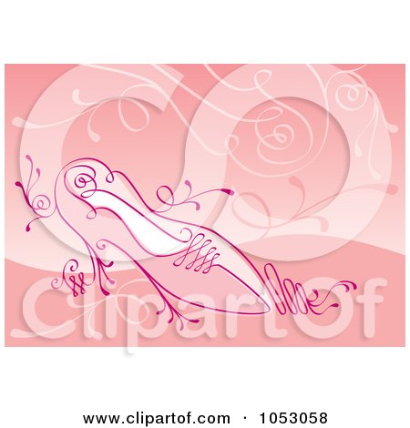 Royalty-Free Vector Clip Art Illustration of a Pink Ornate Shoe Background by Any Vector