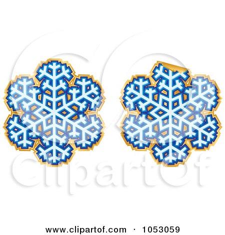 Royalty-Free Vector Clip Art Illustration of a Digital Collage Of Blue And Gold Snowflake Stickers by Any Vector
