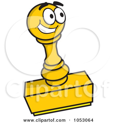 Royalty-Free Vector Clip Art Illustration of a Yellow Rubber Stamp Character by Any Vector