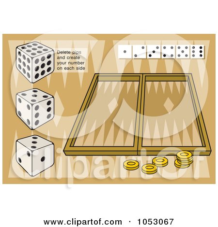 Royalty-Free Vector Clip Art Illustration of a Backgammon Board And Dice by Any Vector