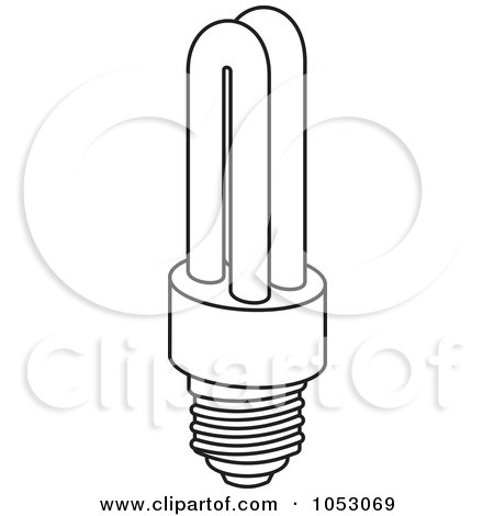 Royalty-Free Vector Clip Art Illustration of an Outlined Fluorescent Light Bulb by Any Vector