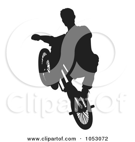 Royalty-Free Vector Clip Art Illustration of a Silhouetted Man Riding A Bike - 4 by Any Vector