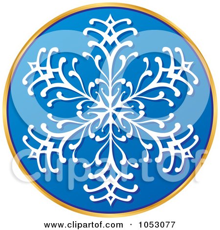 Royalty-Free Vector Clip Art Illustration of a Blue, White And Gold Snowflake Sticker by Any Vector