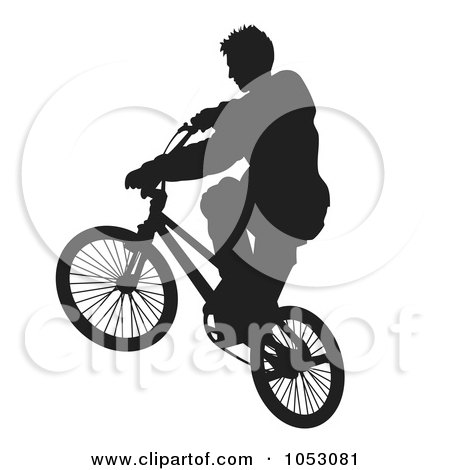 Royalty-Free Vector Clip Art Illustration of a Silhouetted Man Riding A Bike - 5 by Any Vector