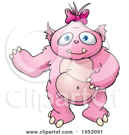 Royalty-Free Vector Clip Art Illustration of a Pink Female Monster by AtStockIllustration