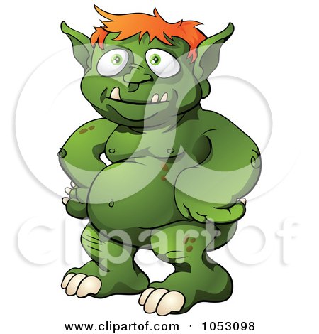 Royalty-Free Vector Clip Art Illustration of a Green Male Monster by AtStockIllustration
