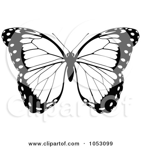 Royalty-Free Vector Clip Art Illustration of a Black And White Butterfly - 5 by AtStockIllustration